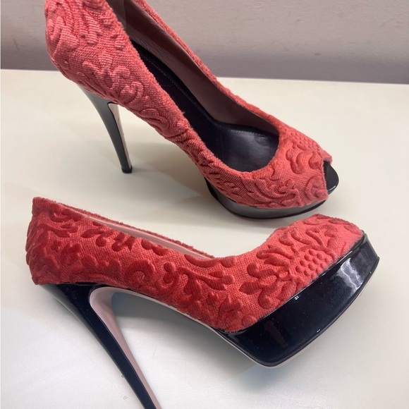 Red Peep Toe Heels - Picture 4 of 14